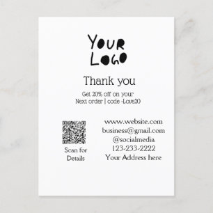 einfaches Hinzufügen von Logo/Design hier Text Q R Postkarte