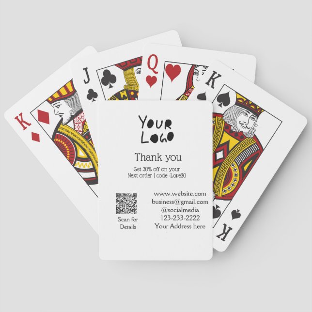 einfaches Hinzufügen von Logo/Design hier Text Q R Spielkarten (Rückseite)