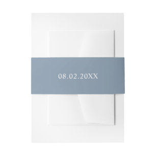 Einfaches Hochzeitdatum staubblauer Bauchband Einladungsbanderole