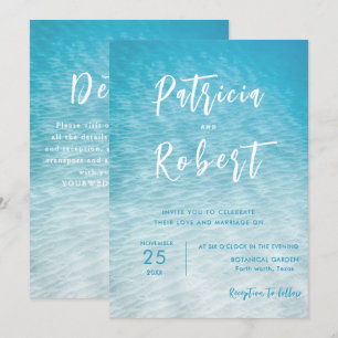 Einfaches Hochzeitsdesign für Blaues Wasser Einladung