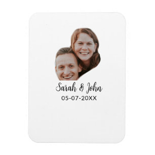 Einfaches Hochzeitsfoto mit Namen und Datum für Pa Magnet
