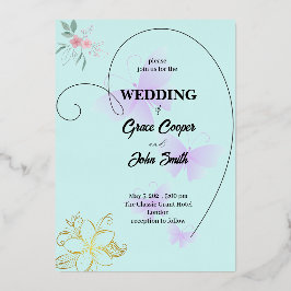 Einfaches Hochzeitskartendesign Folieneinladung