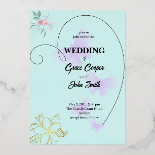 Einfaches Hochzeitskartendesign Folieneinladung
