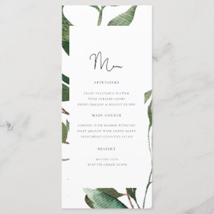 Einfaches Hochzeitsmenü mit Blattmonogramm Menükarte