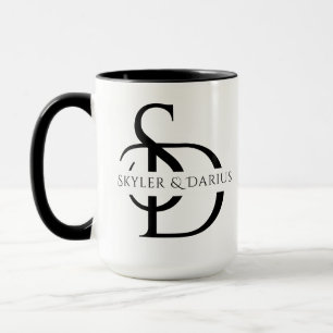 Einfaches Hochzeitsmonogramm personalisiert mit Na Tasse
