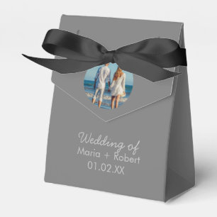Einfaches Hochzeitspaar Grau Foto Geschenkschachtel