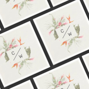 Einfaches Hochzeitspapier für tropische Blüten Serviette