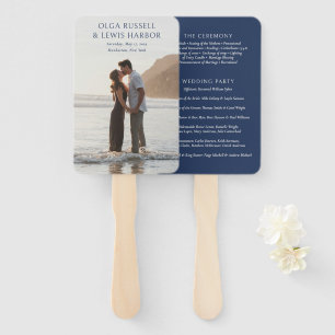 Einfaches Hochzeitsprogramm für Marine und Creme Fächer
