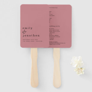 Einfaches Hochzeitsprogramm für Minimalistische Ro Fächer