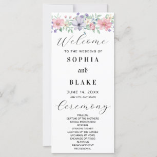 Einfaches Hochzeitsprogramm für Rosa und Lila Blum
