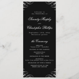 Einfaches Hochzeitsprogramm für Schwarz-Weiß-Kalli Menükarte