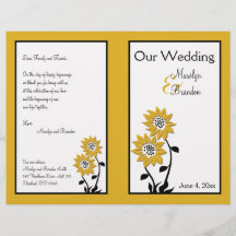 Einfaches Hochzeitsprogramm für Sonnenblumen