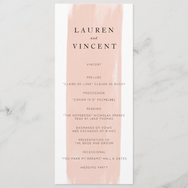 Einfaches Hochzeitsprogramm für Wasserfarben Programm (Vorderseite)
