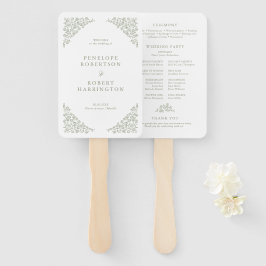 Einfaches Hochzeitsprogramm für zartes Blumengebäc Fächer
