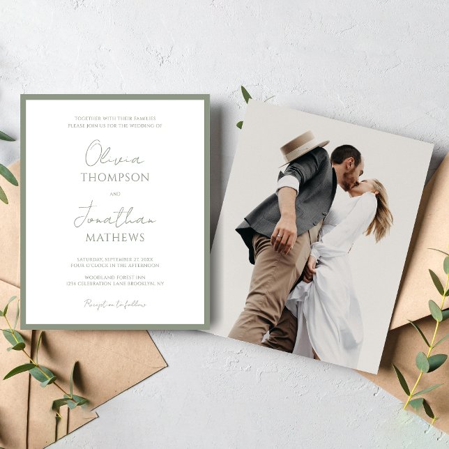 Einfaches Hochzeitssage-Foto mit grünem Skript (Von Creator hochgeladen)