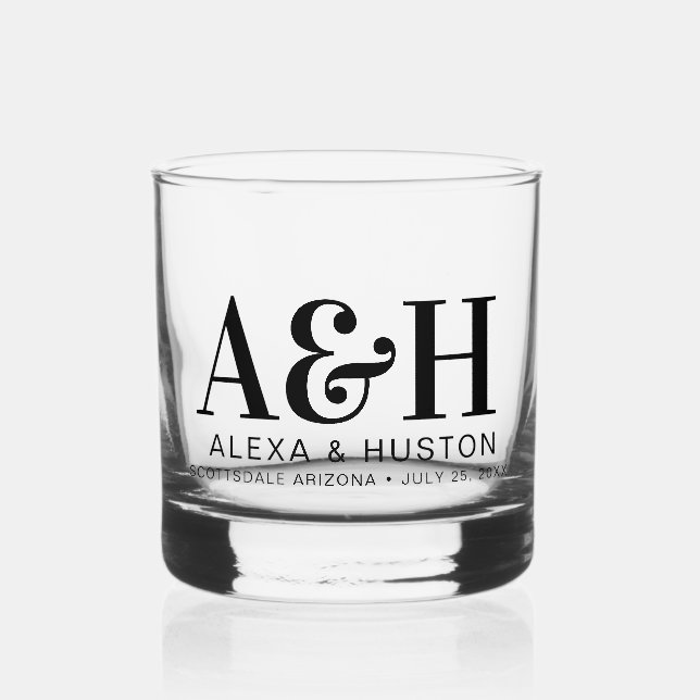 Einfaches Hochzeitssymbol Minimalistisch Whiskyglas (Vorderseite)