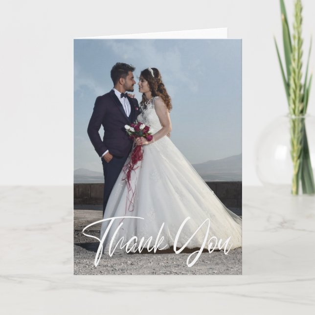 Einfaches Hochzeitsszenario-Foto Karte (Vorderseite)