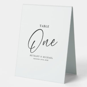 Einfaches Hochzeitstisch Nummer 1 Zelt Schild