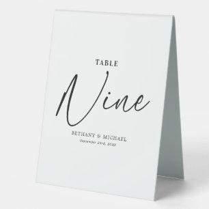 Einfaches Hochzeitstisch Nummer 9 Zelt Schild