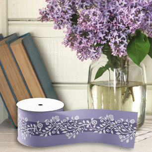 Einfaches Hübsches Wirbles Blumenmuster Lila Weiß Ripsband