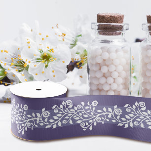 Einfaches Hübsches Wirbles Blumenmuster Lila Weiß Ripsband