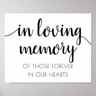 Einfaches In Loving Memory   Schwarze Schrift Gede Poster