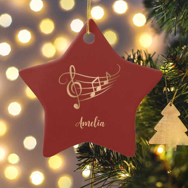 Einfaches Individuelle Name Musical Elegante Weihn Keramik Ornament (Von Creator hochgeladen)