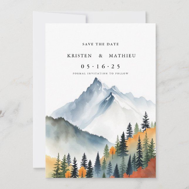 Einfaches, individuelles Gebirge Save The Date (Vorderseite)