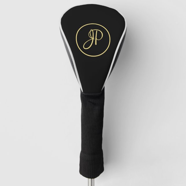 Einfaches Initialschreiben für das Schwarze Gold M Golf Headcover (Vorderseite)