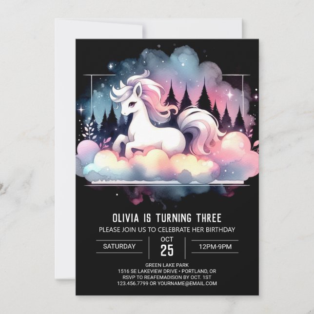 Einfaches Jungle Pferd zum Geburtstag Einladung (Vorderseite)