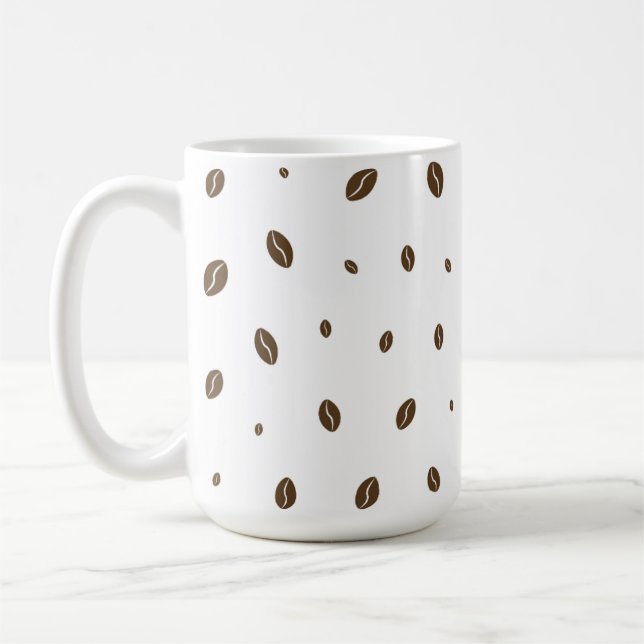 Einfaches Kaffeebohnen-Muster Minimalistischer Bec Kaffeetasse (Links)