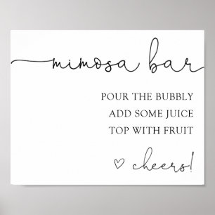 Einfaches Kalligrafie-Mimosa-Bar-Getränke-Schild Poster