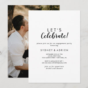 Einfaches kalligrafisches Foto Feiern wir Party Einladung