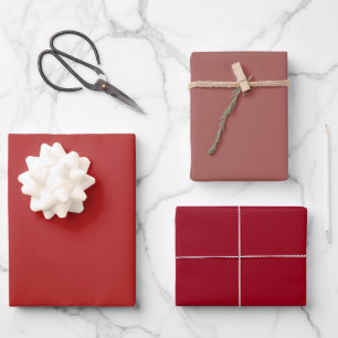 Einfaches Karmin-Rotwood-Ziegelrot-Schattierungen  Geschenkpapier Set