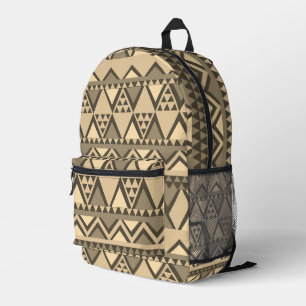 Einfaches Khaki-Bräune und braunes Stamm-Art-Muste Bedruckter Rucksack
