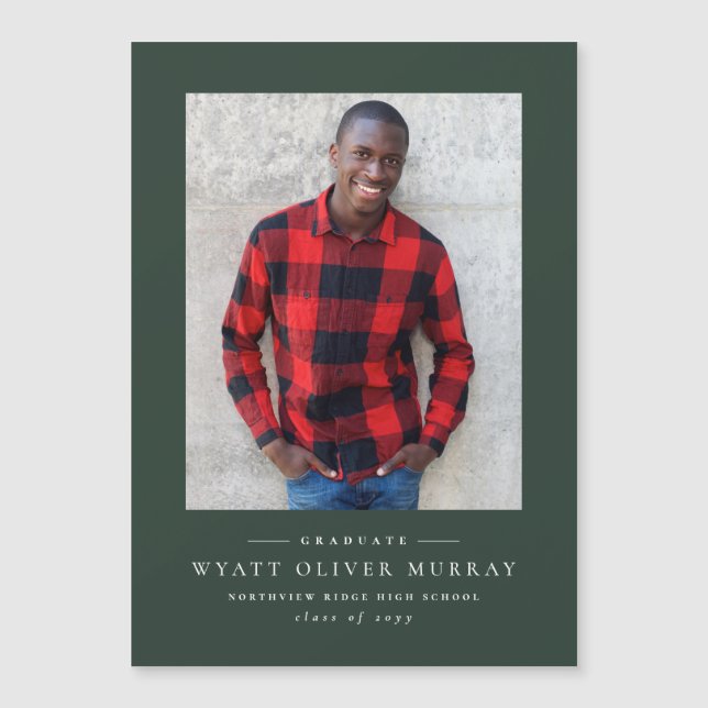 Einfaches, klassisch-grünes Abschluss-Magnet Magnetkarte (Vorderseite)