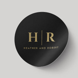 Einfaches klassisches Black Gold des Wedelmongram Runder Aufkleber