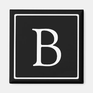 Einfaches klassisches Monogramm   Schwarz mit weiß Magnet