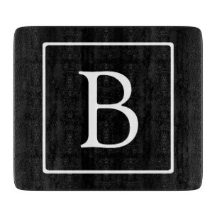 Einfaches Klassisches Monogramm Schwarz mit weiß Schneidebrett