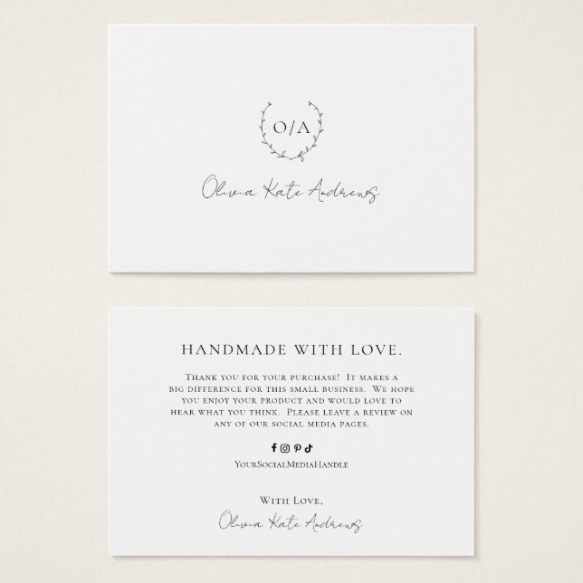 Einfaches klassisches Monogramm-Wreath-Elegant (Vorne & Hinten)