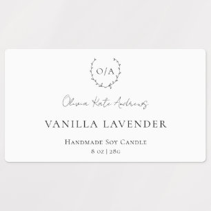 Einfaches klassisches Monogramm-Wreath-Elegant Etiketten