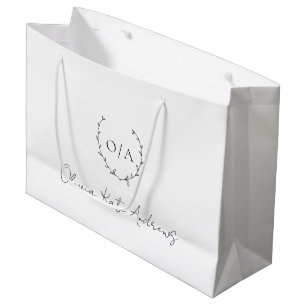 Einfaches klassisches Monogramm-Wreath-Elegant Große Geschenktüte