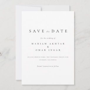 Einfaches klassisches Schwarz-Weiß-Hochzeits-Skrip Save The Date