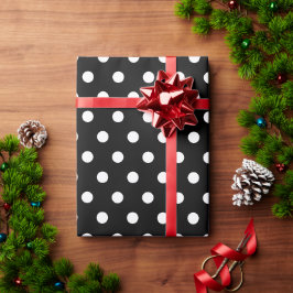 Einfaches klassisches Schwarz-Weiß-Polka-Punktmust Geschenkpapier