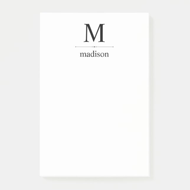 Einfaches klassisches Schwarzweiss-Monogramm Post-it Klebezettel (Vorderseite)