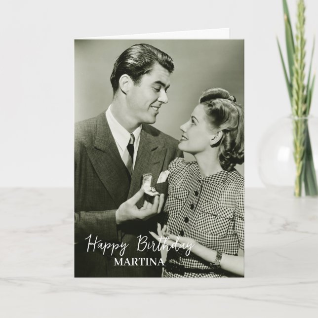 Einfaches klassisches Skript-Foto Custom Happy Bir Karte (Vorderseite)