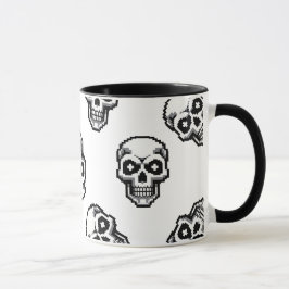 Einfaches klassisches weißes pixeliges Totenkopfmu Tasse