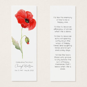 Einfaches Klatschmohn-Begräbnis-Gedenk-Lesezeichen