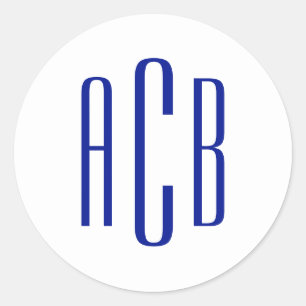 Einfaches königsblaues drei-Buchstaben-Monogramm Runder Aufkleber
