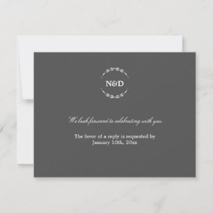 Einfaches Kranken erste graue Hochzeit rsvp Reakti Einladung